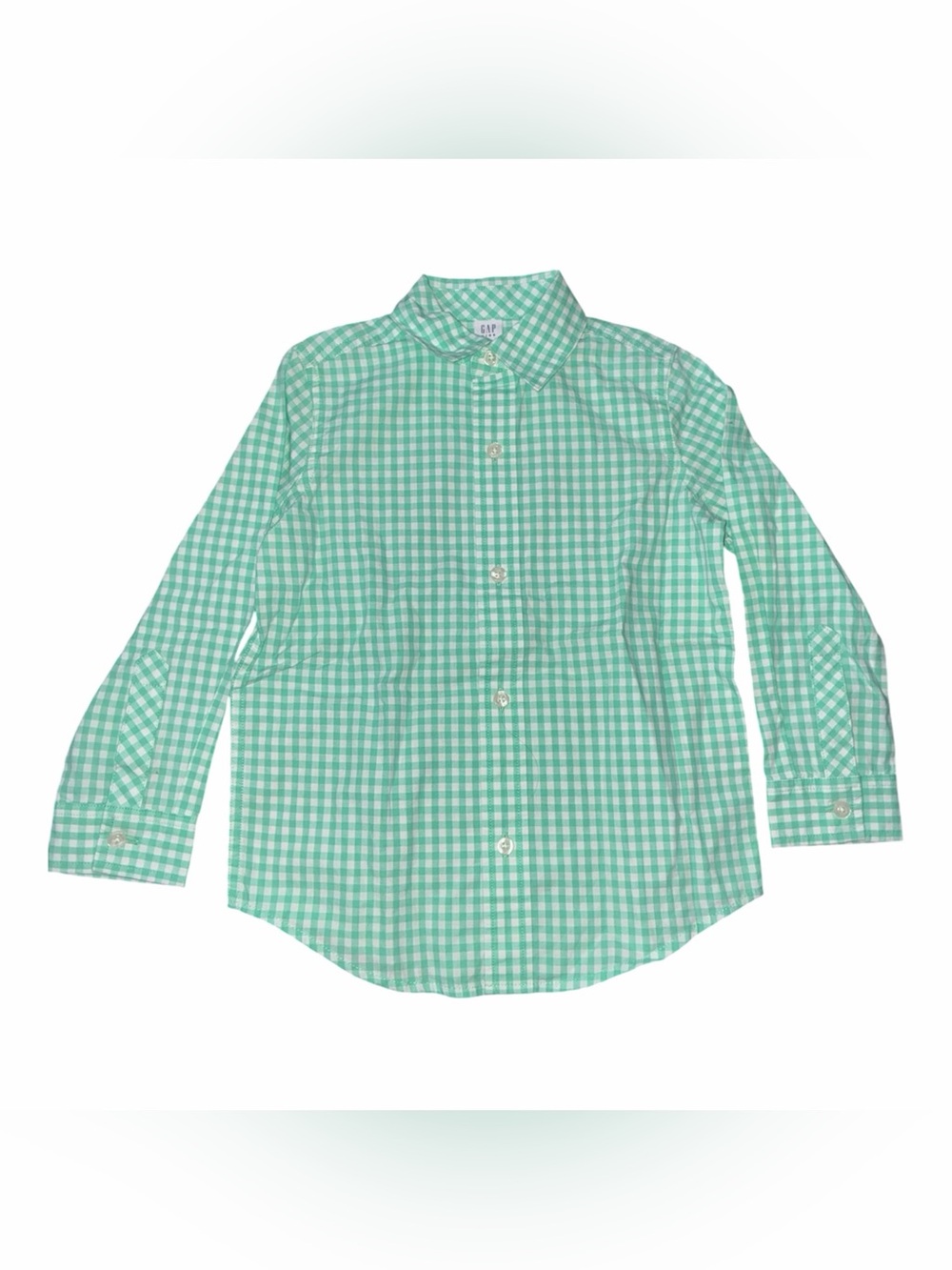 GAP NWOT Mint Green Gingham Button-Down Shirt-Size 4/5
